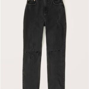 Abercrombie & Fitch 90s Straight Ultra High Rise Black Ripped Jeans